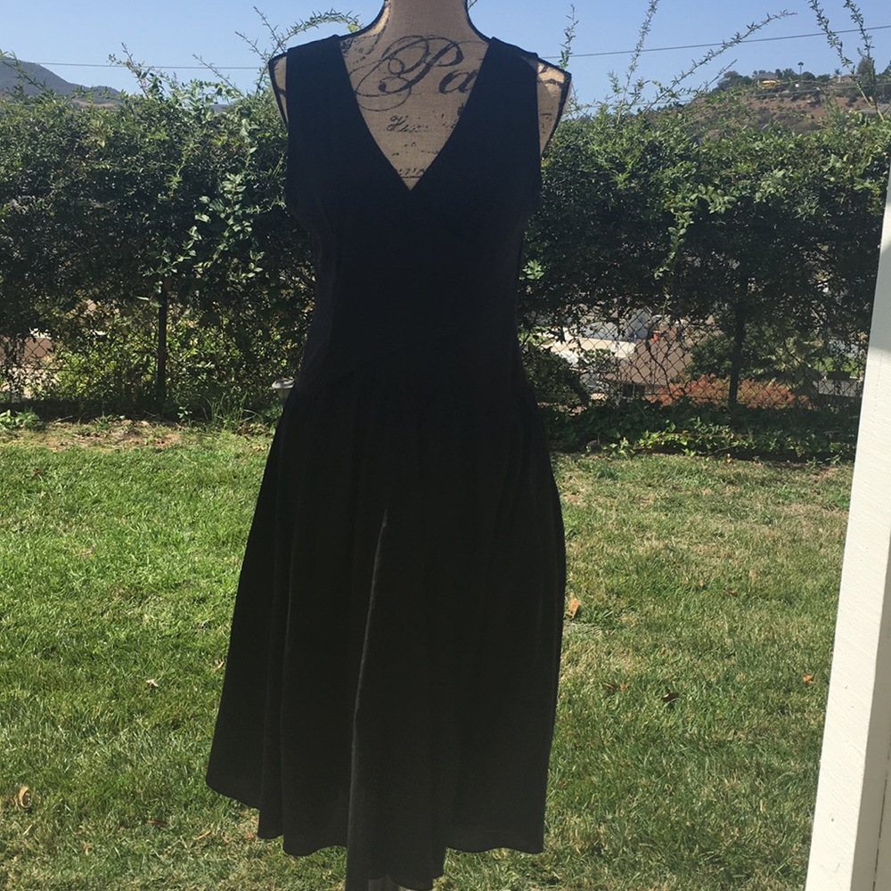 Kenar Women's Little Black Sleeveless Dress with Cross Wrap Bustline